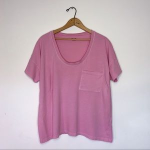 MADEWELL | Garment-Dyed U-Neck Tee in Pink